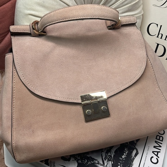 ZARA BLUSH SUEDE TOP HANDLED BAG - Picture 2 of 11